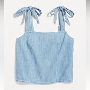Old Navy Tie Shoulder Denim Corset Cropped Cami Top